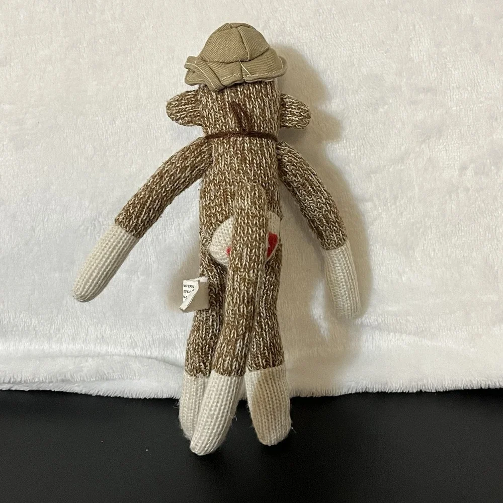 SOCK MONKEY Plush Small Stuffed Animal Toy w/ Safari Hat Cardinal Ind. 7.5